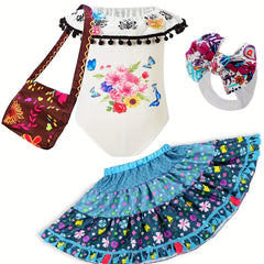 Floral Puffy Skirt & Butterflies Romper Set