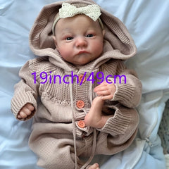 19inch Painted Finished Reborn Baby Doll Awake Newborn Baby Size 3D Skin