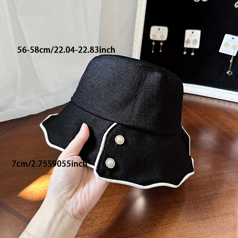Ruffles Bucket Hat Stripe Decor Casual Fedora Beach Hats