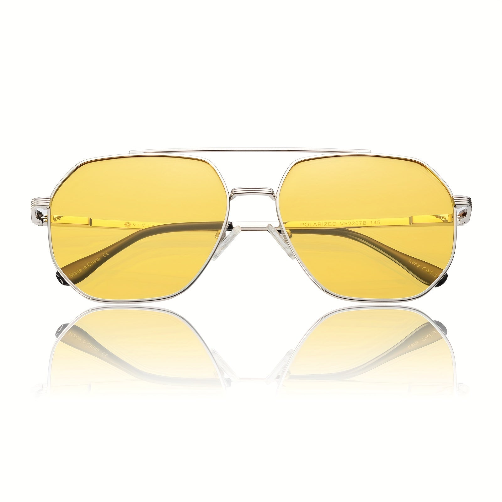 OUWEN Retro Polarized Aviator Sunglasses Night Driving Yellow Glasses