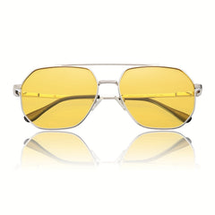 OUWEN Retro Square Polarized Aviator Sunglasses For Men Night Driving VF2207B