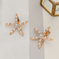 Crystal Faux Pearl Starfish Hair Clip for Wedding