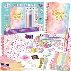 Plated DIY Diary Kit w/ 60 Page Notebook, Pens, Paper, Stickers, Tape