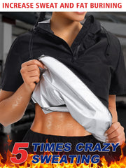 Women's Sauna Sweat Short Sleeve Suit for Weight Loss