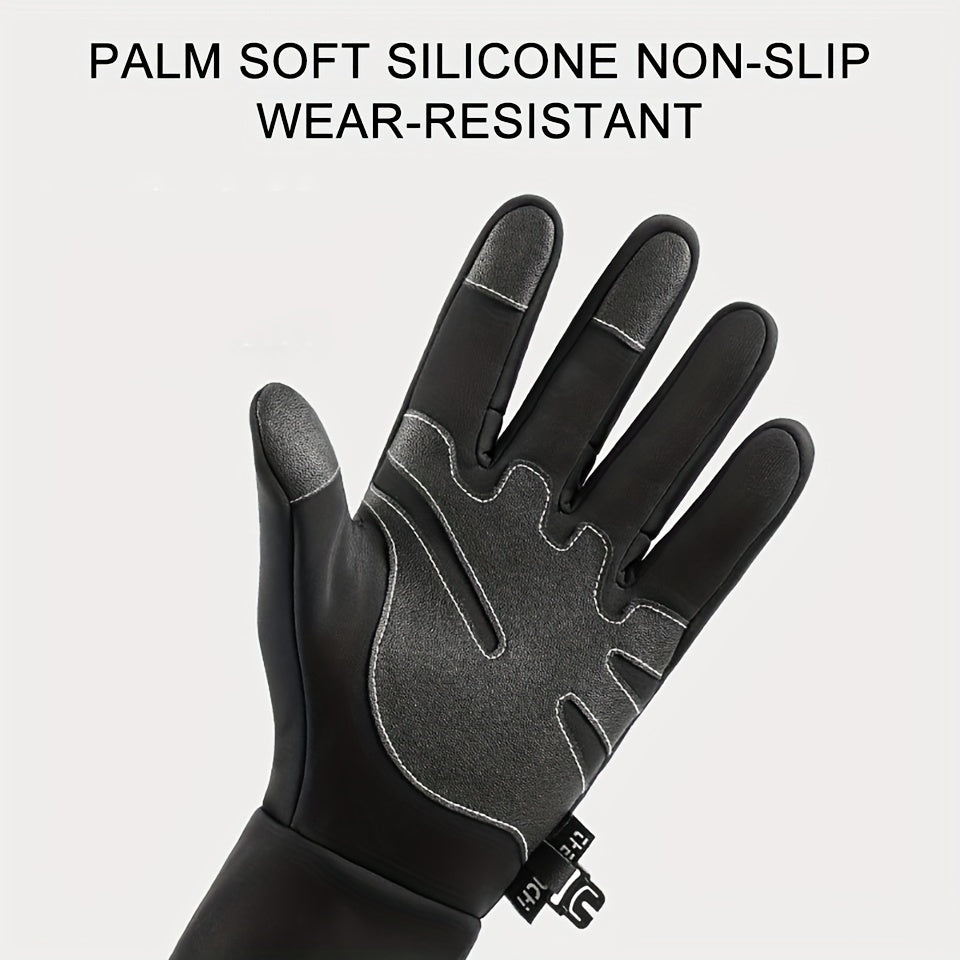 Winter Cycling Gloves Waterproof Non-slip Touchscreen Plush Windproof