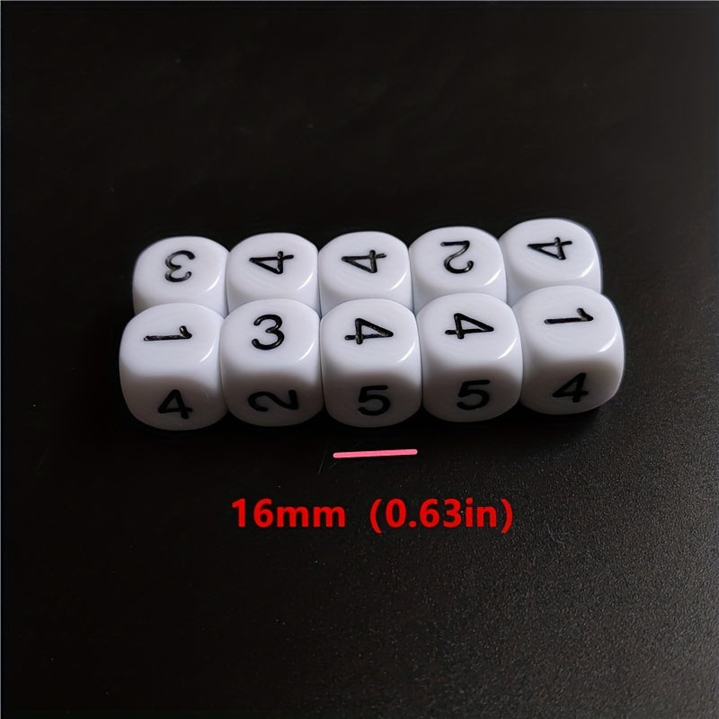 10pcs 16mm Acrylic Number Dice Round Corner Hexagonal Dice Set