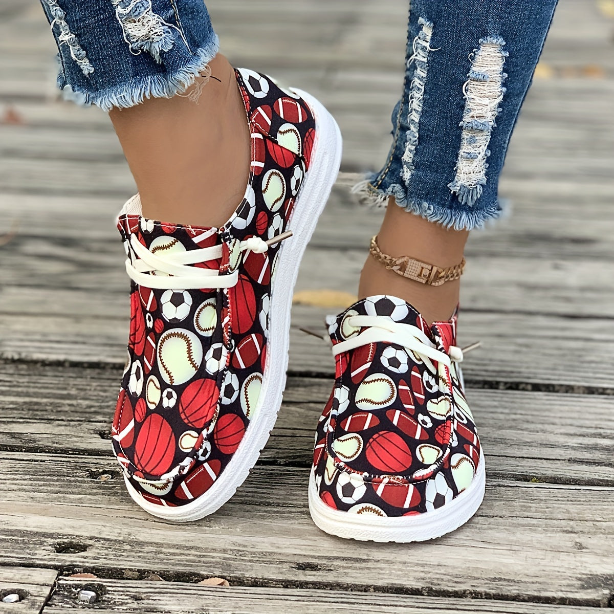 Women's Football Basketball Rugby Pattern Skate Shoes