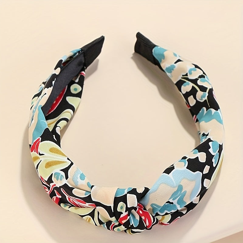 4pcs Flower Cross Knot Hair Bands Floral Wide Headbands Vintage Hairband