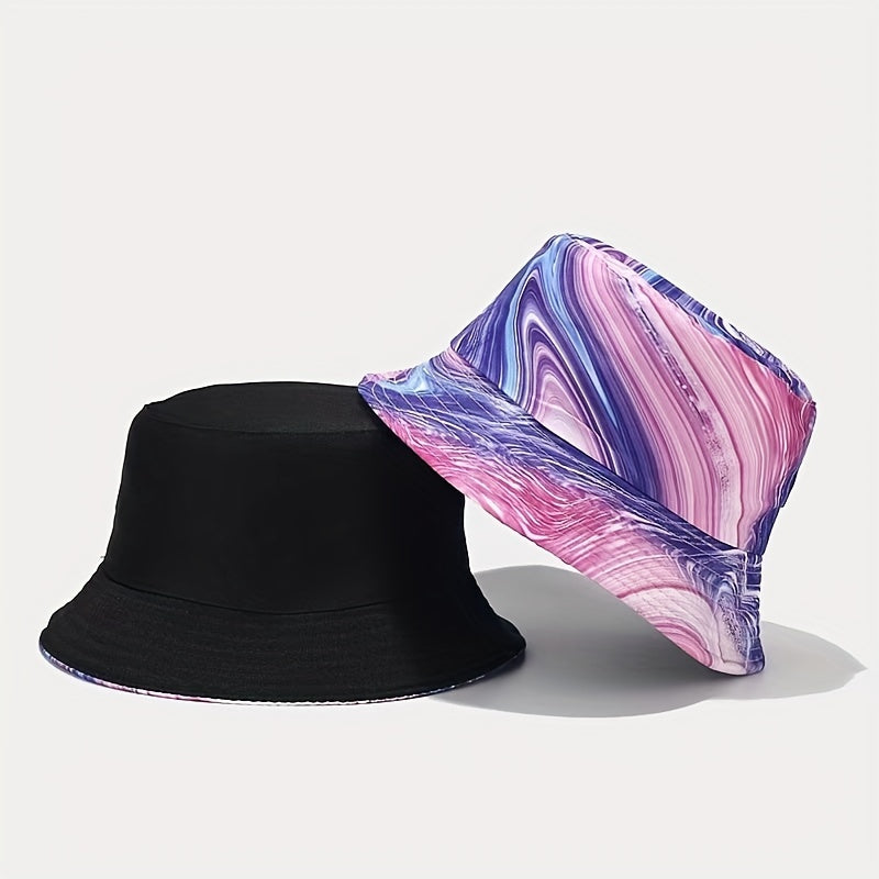 Kids Graffiti Sunshade Bucket Hat, Double Sided Sun Hat for Outdoor Travel
