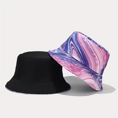 Kids Graffiti Sunshade Bucket Hat, Double Sided Sun Hat for Outdoor Travel