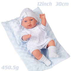 12" Reborn Doll Simulative Soothing Doll Full Enamel Figure Doll Quilt Set