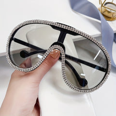 Oversized Shield Rhinestone Sunglasses for Party Club