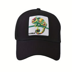 Lizard Embroidery Patch Baseball Cap Unisex Mesh Trucker Hat