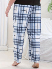 Plaid Print High Stretch Bow Pajama Pants