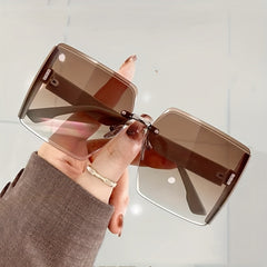 Oversized Square Sunglasses Gradient Lens Rhinestone Decor UV400