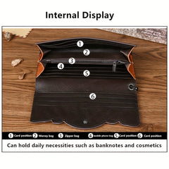 Leather Long Wallet Women's Multi-functional Embossed