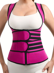 Tummy Control Sweat Sauna Corset Tank Top Waist Training Zipper Sports Top