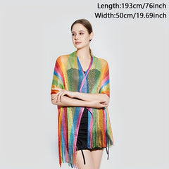 Rainbow Sexy Tassel Shawl Sunproof Mesh Scarf