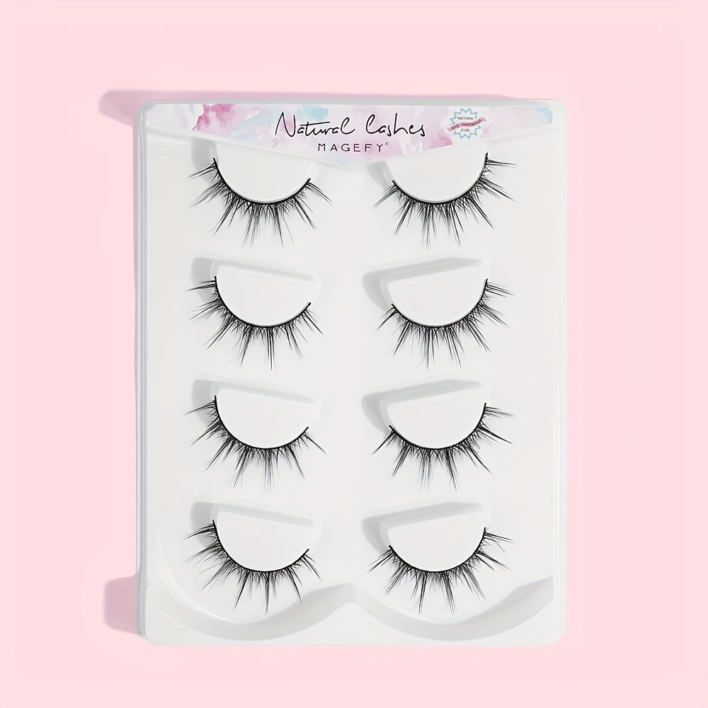 4 Pairs 3D Fiber Faux Mink Lashes C Curling Thick False Eyelashes
