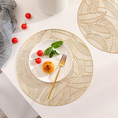 Leaf PVC Hollow Out Round Placemat Heat Insulation Mat