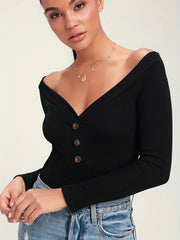 Off Shoulder Bodysuit Long Sleeve Sexy One Piece