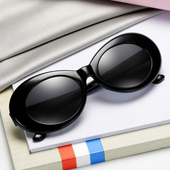 Oval Thick Frame Sunglasses UV Protection Sun Glasses