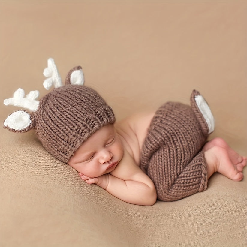 Christmas Deer Coffee Velvet Costume Photography Props Set