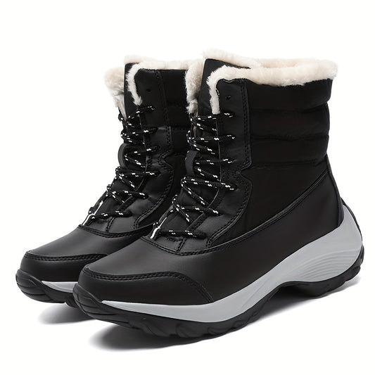 Women's Plush Inner Snow Boots Platform Mid Calf Boots