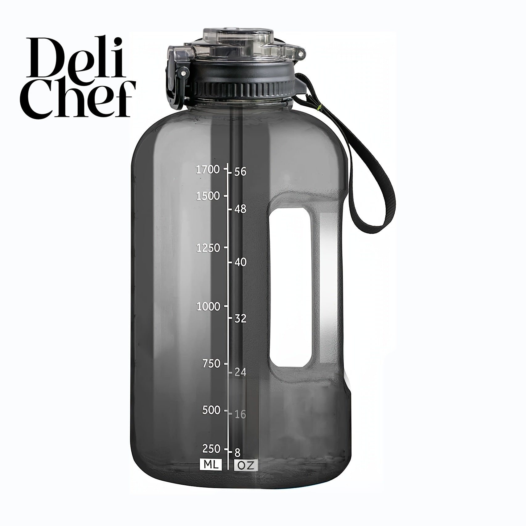 1900ml 64oz Large Capacity Water Bottle with Time Marker and Straw