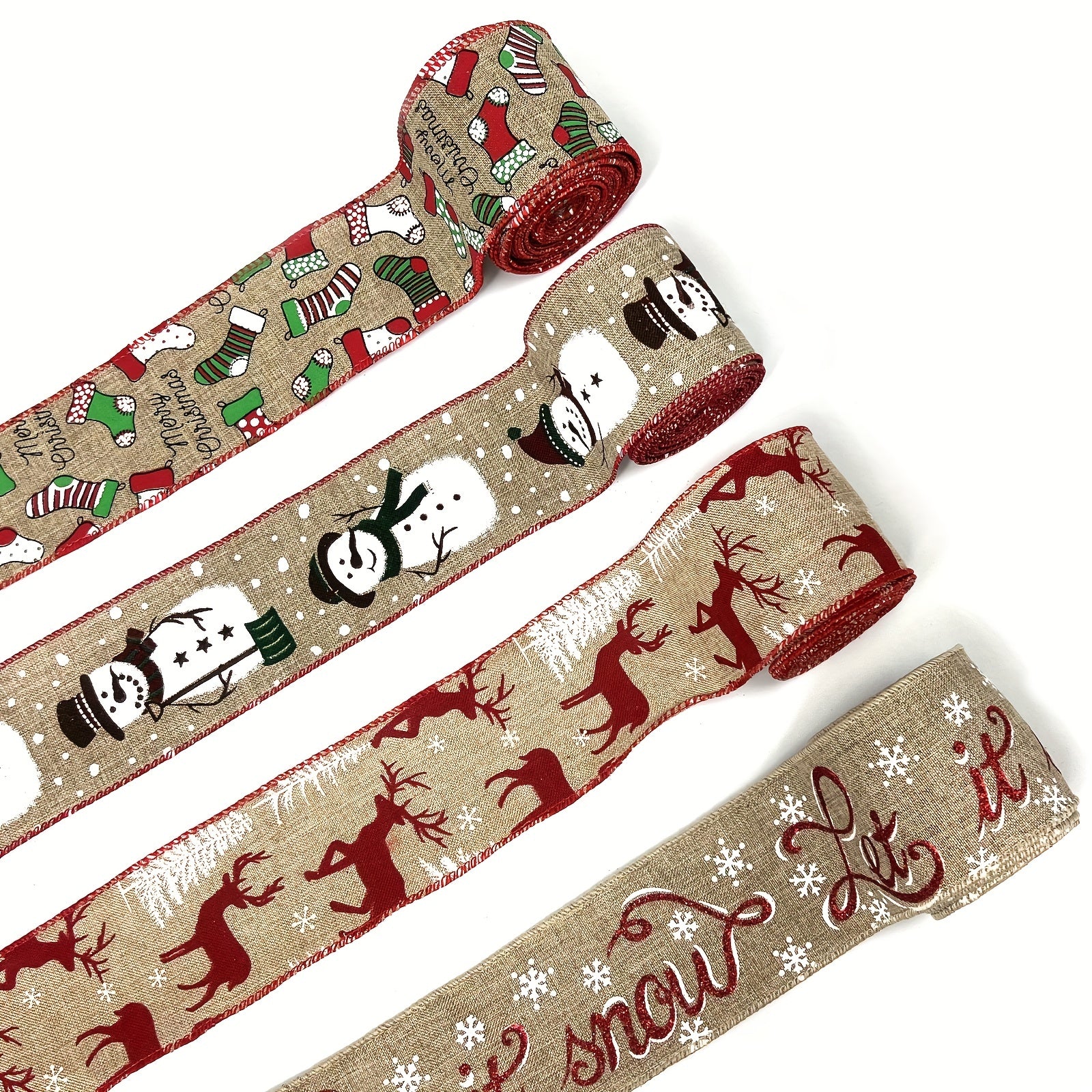 Christmas Wired Burlap Ribbon - Red Ribbon for Christma