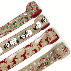 Christmas Wired Burlap Ribbon - Red Ribbon for Christma