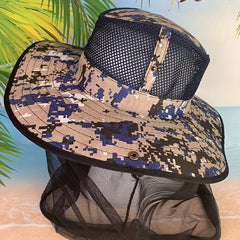 Camouflage Anti-mosquito Sunshade Fishing Hat for Men and Women