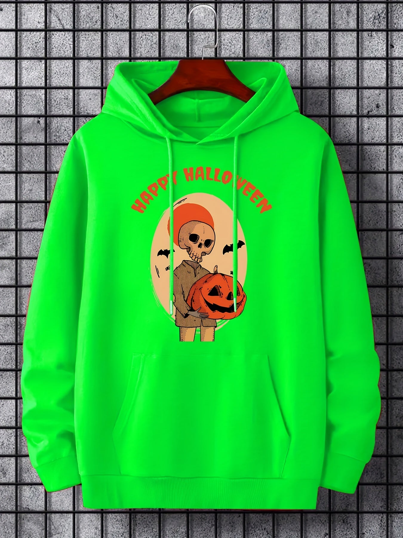Men's Halloween Print Hoodie Active Drawstring Hooded Sweatshirt