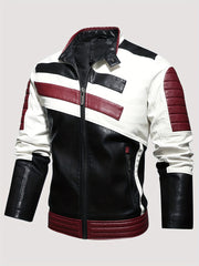 Men's Vintage Striped Cycling Jacket with Zipper Pocket