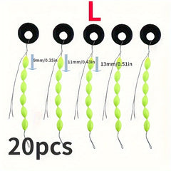 20pcs Fishing Float Set Foam Space Bean String Type Line Stopper Buoys Tackle