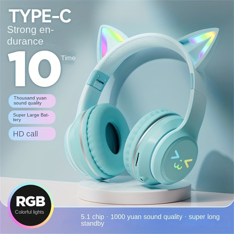 Colorful Cat Ear Earphones Wireless Headband Music Network