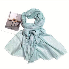 Solid Scarf Lightweight Fringed Shawl Wrap Versatile Head Scarf