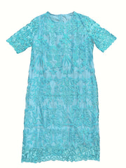 Floral Jacquard Layered Event Dress