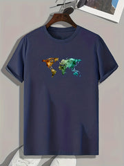Gradient Geometric Print Men's Comfy T-shirt for Outdoor Summer