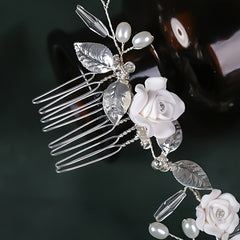Bride Hair Comb Wedding Bridal Jewelry Pearls Rhinestone Comb