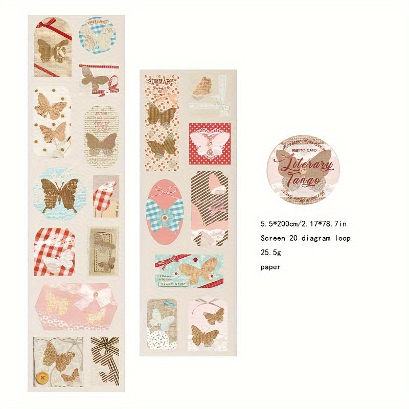 European Style Retro Butterfly Rows Washi Tape 20 Patterns DIY Decorative
