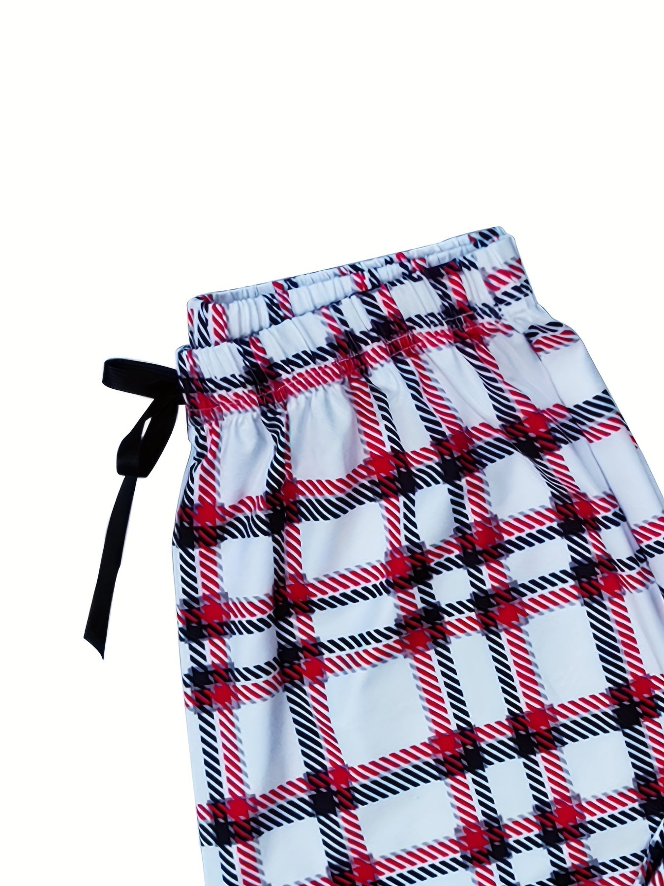 Casual Spaghetti Strap Top & Plaid Print Pants Outfit