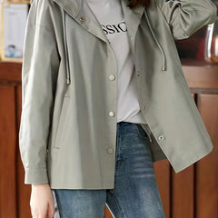 Hooded Drawstring Jacket Women's Outerwear