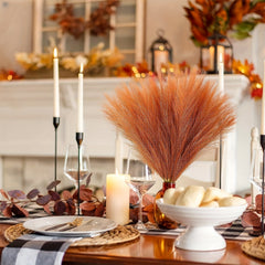 6pcs Orange Pampas Grass Decor Faux Burnt Orange Fall Boho Wedding