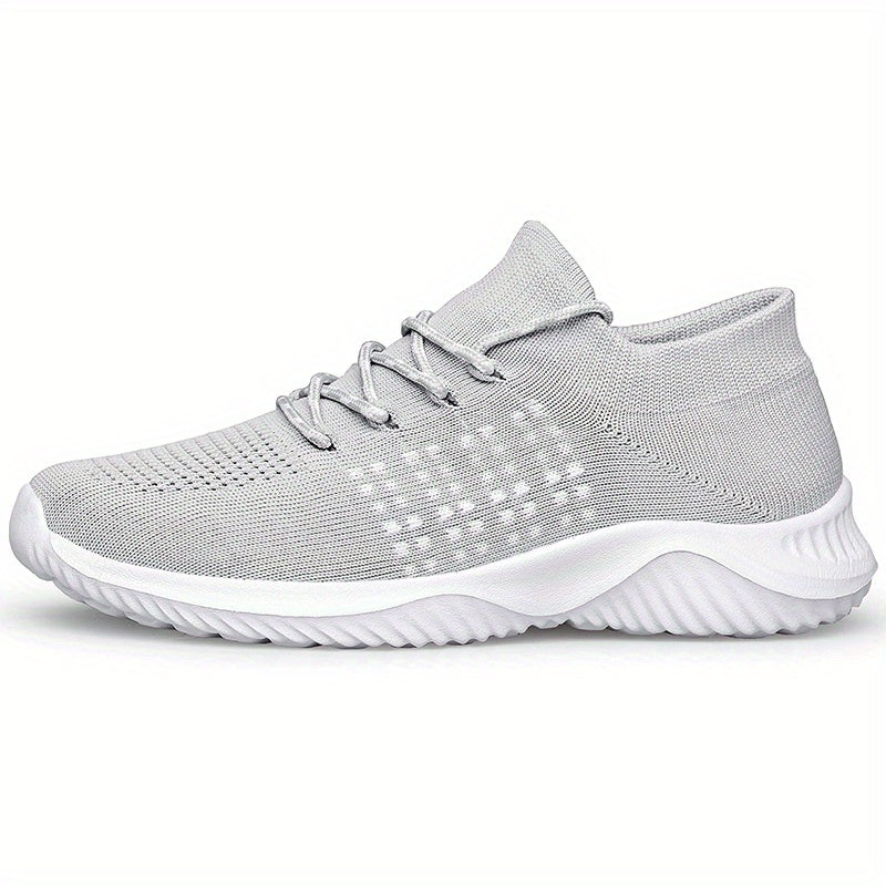 Women's Low Top Knitted Sports Shoes Lace Up Outdoor Running Sneakers