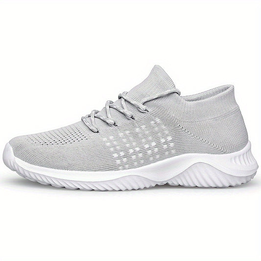 Women's Low Top Knitted Sports Shoes Lace Up Outdoor Running Sneakers
