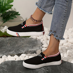 Women's Letter Decor Canvas Shoes Casual Slip On Outdoor Shoes