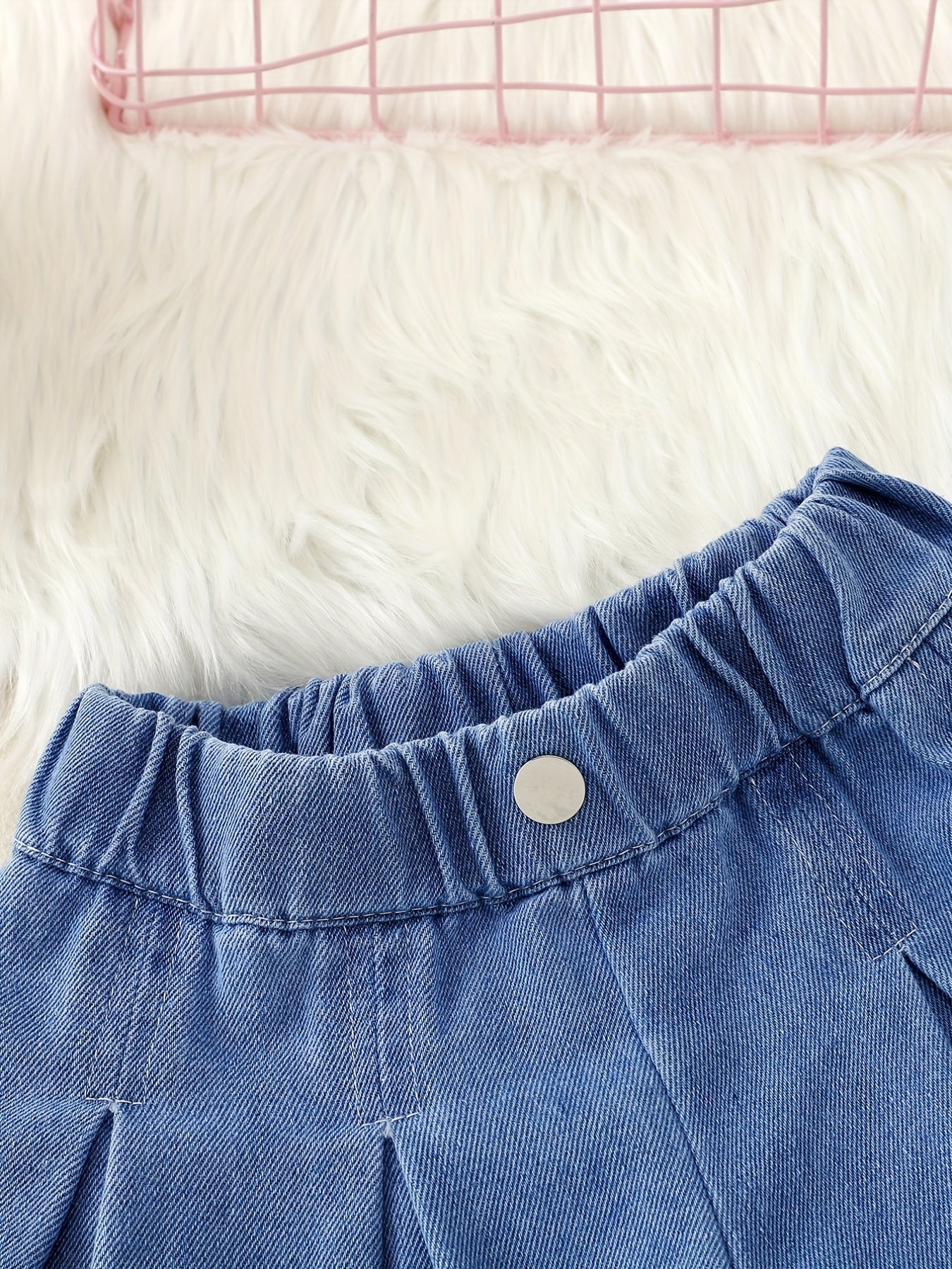 Girls Loose Fit Denim Shorts Casual Waistband Pants For Kids