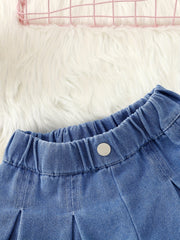 Girls Loose Fit Denim Shorts Casual Waistband Pants For Kids