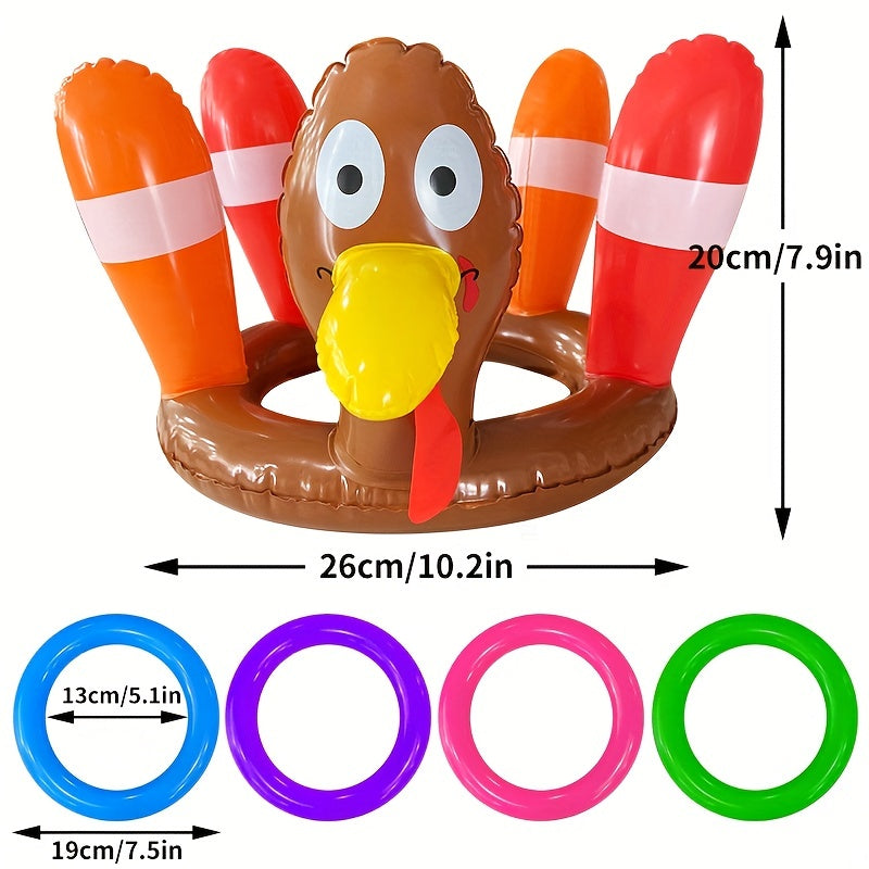 Inflatable Turkey Hat With Ferrules Set Thanksgiving Party Toy